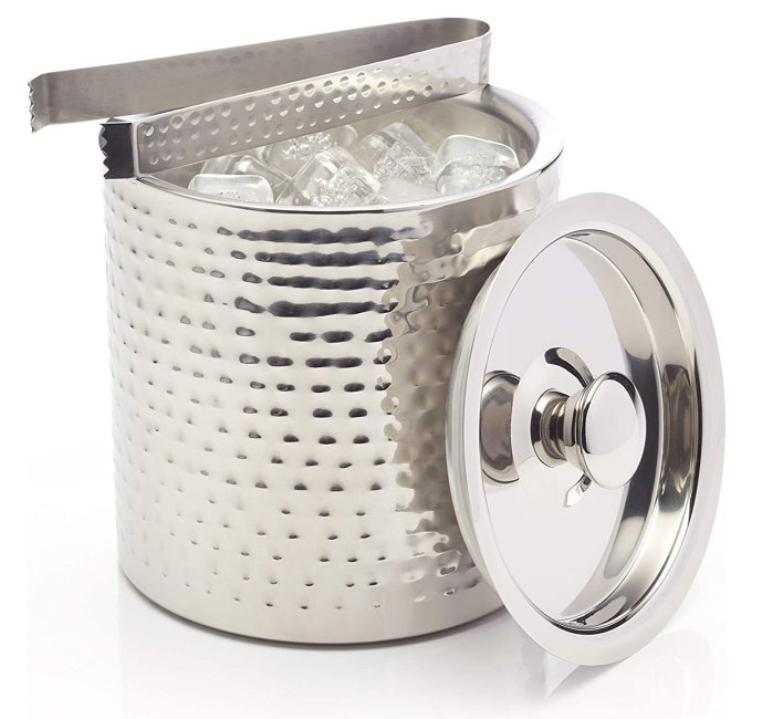 BarCraft Hammered Stainless Steel Ice Bucket Kitchequip