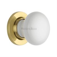 5010-PB - White Knob With Polished Brass Base