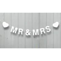Mr & Mrs Wooden Garland White- 100 x 8cm