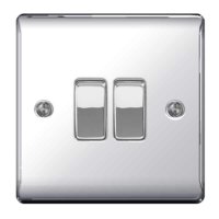 NEXUS POLISHED CHROME PLATE SWITCH 10A 2 GANG 2 WAY