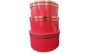HAT BOX RED with GOLD RIM SET OF 3 BOXES