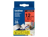 12MM Black on Red Tape