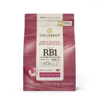 a pink bag of barry callebaut ruby chocolate callets
