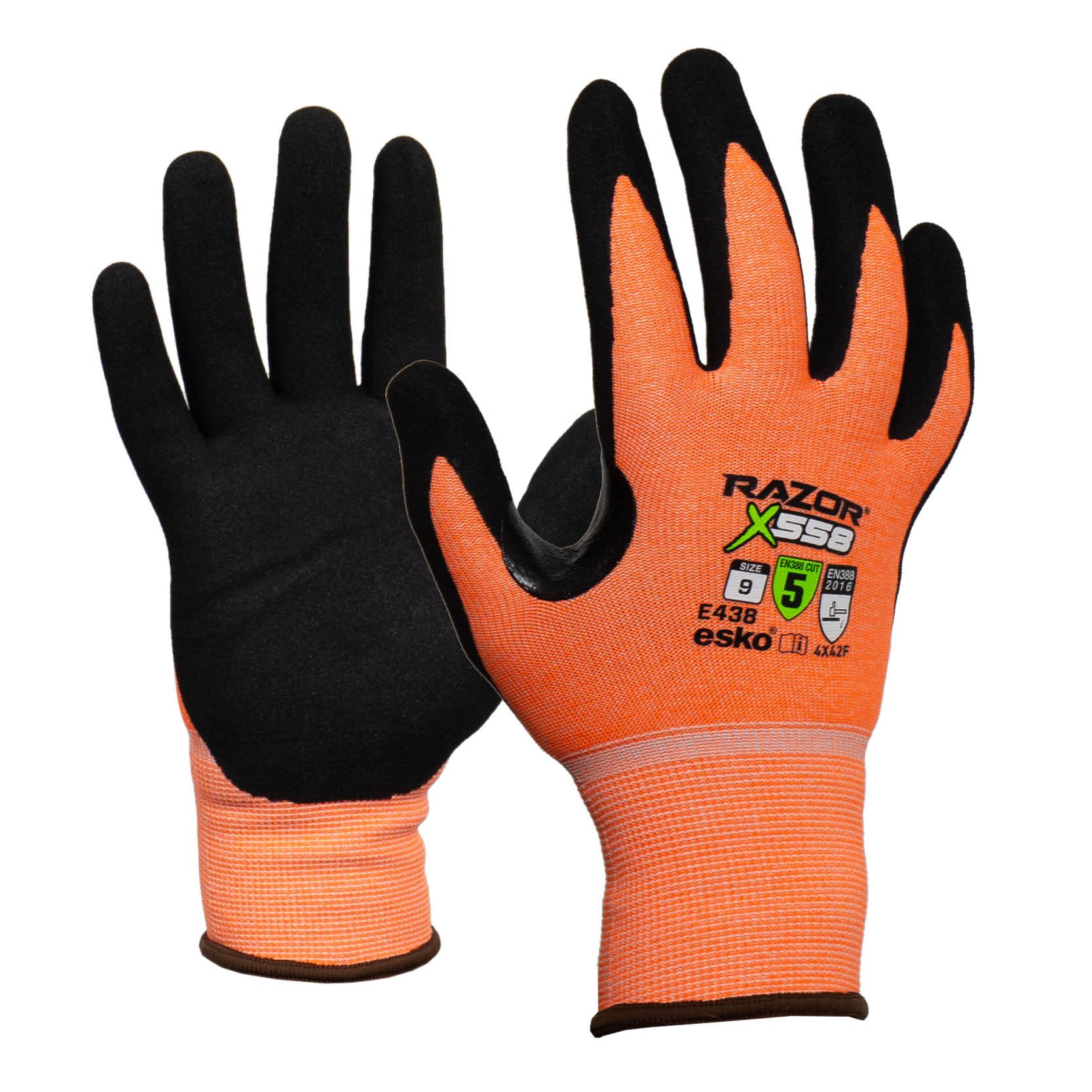 Razor X558 Glove, cut resistance Level 5, Hi-vis orange, nitrile