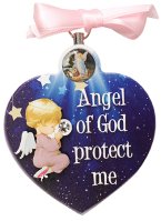 Wood Plaque 3 1/4 inch x 3 inch/Guardian Angel/Girl   (34209)
