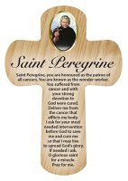 Wood Pocket Cross 3 1/4 inch/Saint Peregrine   (12443)