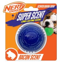 Nerf Dog TPR/PP Scented Bacon Super Scent Ball Solid Core 2.5in Clear/Blue 1x2