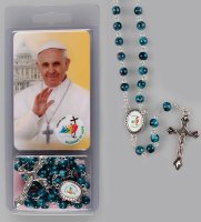 Glass Blue Rosary & Card Set/Jubilee 2025   (60527)