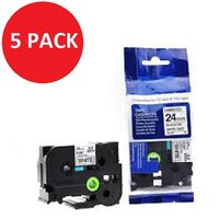 Compatible Brother TZE251 Black on White 24mm x 8m Pack of 5