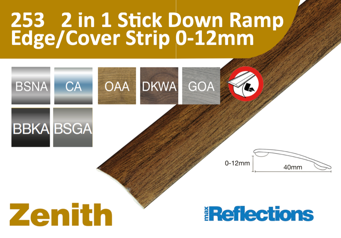 253 2-in-1 Stick Down Ramp Edge/Cover Strip 0-12mm