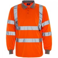Supertouch Hi Vis Long Sleeve Bird Eye Polo Shirt Orange