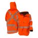 Hi-Vis Rain Jacket W/Hood PU Coated Orange