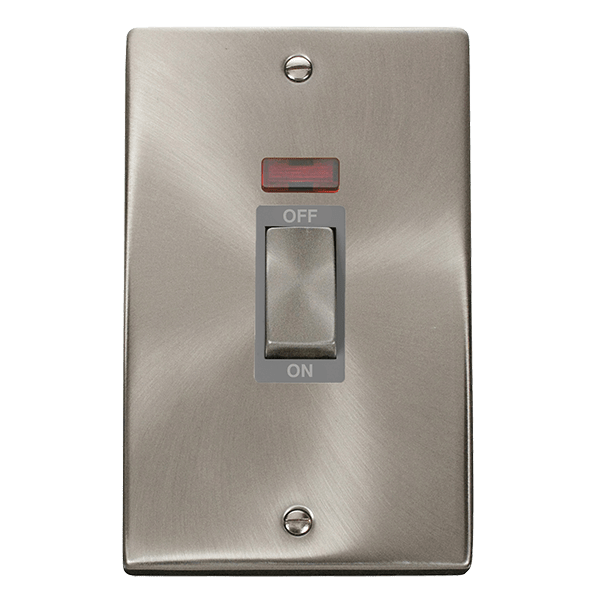 Click Deco 2G 45A DP Switch + Neon Satin Chrome Grey Insert VPSC503GY