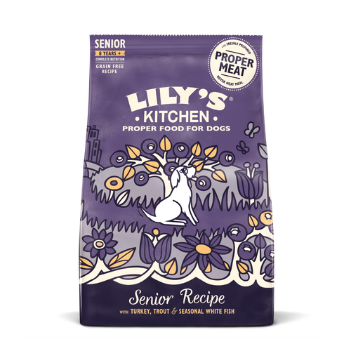 Lilys Kitchen Pet Food SENIOR DOG DRY Turkey & Trout X 4 X 1kg cnfoods