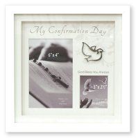 Confirmation Photo Frame/White Finish/Symbolic   (F46262)