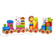 wooden pull-along toy train with stacking blocks and animal characters