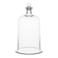 Bell Jar, Soda Glass with glass ground stopper on top, height 22.5cm x dia 15cm.