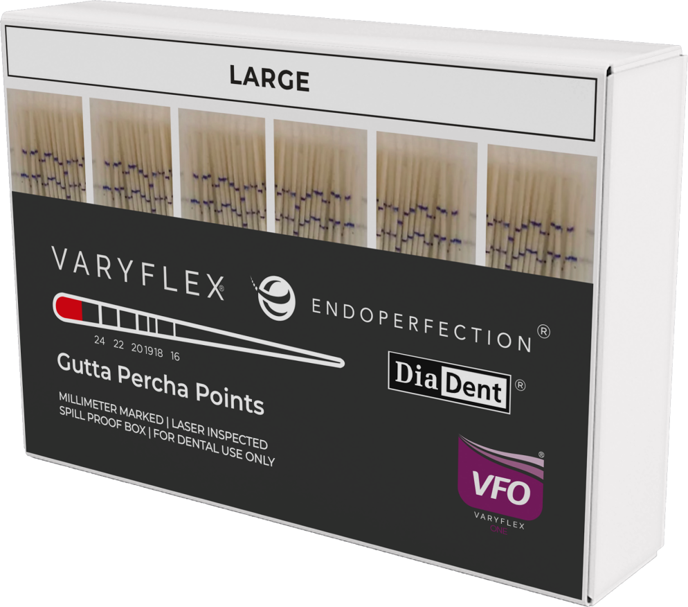 DiaDent Matching Gutta Percha For VaryFlex VFO One Rotary Reciprocating File System | DiaDent Dia-Pro W Gold Gutta Percha