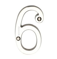 C1560-6-PNF - Heritage Brass Numeral 6 Face Fix 76mm (3") Polished Nickel Finish