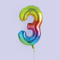 Rainbow Number '3' Foil 34" Balloon