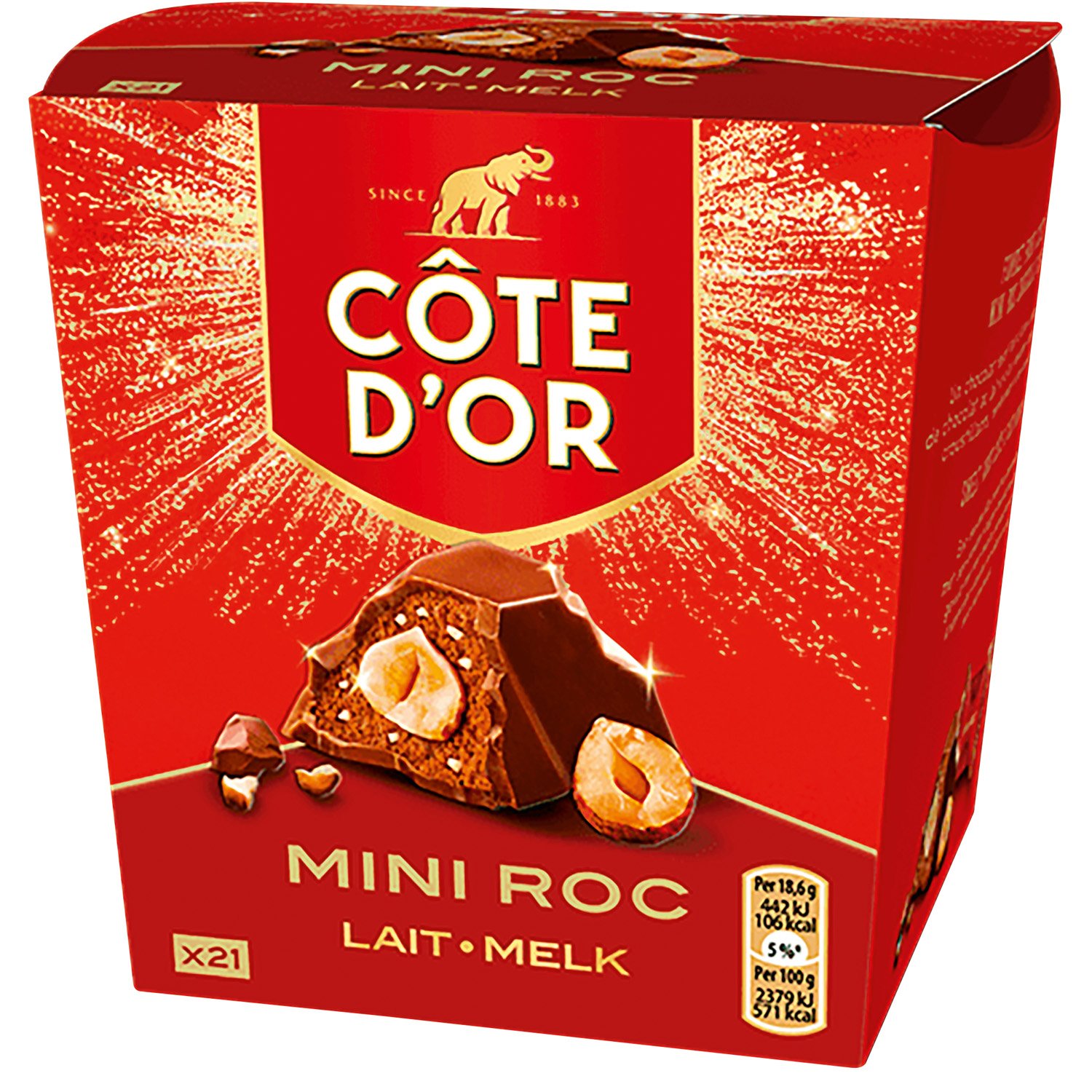 Cote d'Or Mini Roc Milk - milk choc with whole hazelnut - 8 x 195g