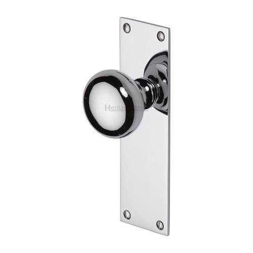 BAL8510-PC - Heritage Brass Mortice Knob on Latch Plate Balmoral Design Polished Chrome Finish