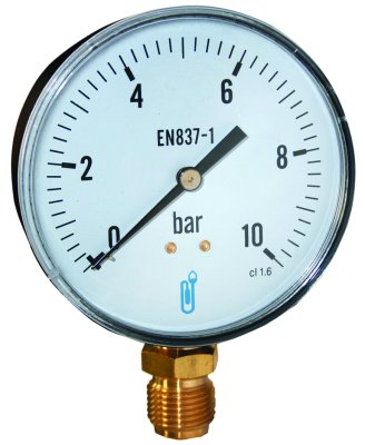 Manometer Ø100 0/10bar 1/2 radiaal