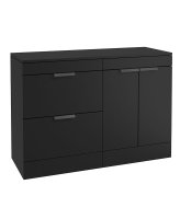 STOCKHOLM 120CM FLOOR STANDING TWO DRAWER/TWO DOOR MATT BLACK COUNTERTOP VANITY UNIT - MATT BLACK HANDLE