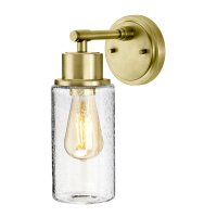MORVAH 1 LIGHT WALL LIGHT, BRUSHED BRASS, BUBBLE GLASS SHADE