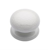 7038 - Cabinet Knob White Crackle 38mm With Porcelain Base