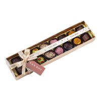 16 Belgian chocs gold base with clear lid and ribbon - 12x220g