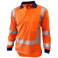 Breathable Cotton Mesh TTMC Polo, LS, Orange 