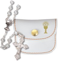 Communion Glass Rosary/Crystal/In Purse   (C61640)