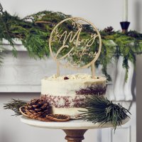 Merry Christmas Wooden Cake Topper
