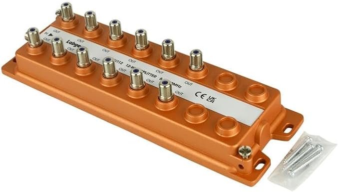 FJU112 UHF 12 Way Splitter 5 to 1000MHz TV signal distribution unit with F connector outputs