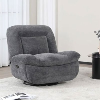 Ebba Recliner Swivel Chair - Dark Grey