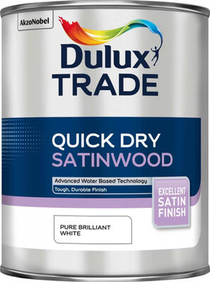 Dulux Trade Quick Dry Satinwood Pure Brilliant White 1L Paint 5220147