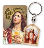 Key Ring & Prayer Card Set/Sacred Heart   (74438)