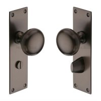 BAL8530-MB - Heritage Brass Mortice Knob on Bathroom Plate Balmoral Design Matt Bronze Finish