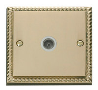 Click Deco Georgian Cast Brass with White Insert Single Coaxial Socket | LV0101.0072