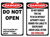 DANGER Do Not Open Tag, Pack 25