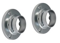 Round Chrome Rail End Sockets 25mm Pair