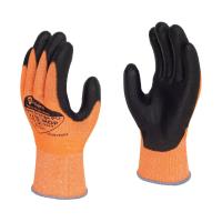 Polyco Matrix PU Cut Resistant PU Palm Coated Glove, Cut Level 3, Orange/Black