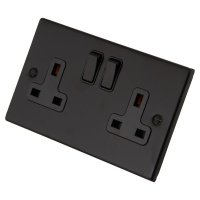 Black Metal 2 Gang 13 Amp Socket 6082-105