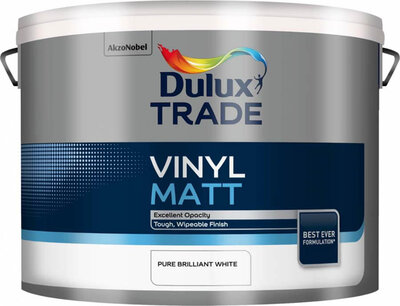 Dulux Trade Vinyl Matt Pure Brilliant White 10L Paint 5149187