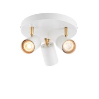 TRIPLE SPOT MATT WHITE AND SATIN BRUSHED BRASS PLATE