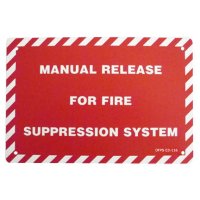 "Manual Release For Fire Suppression System", 9"W X 6"H, Rigid Plastic