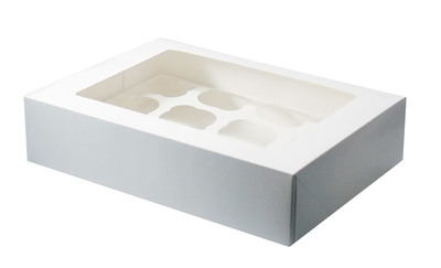 90075 CUPCAKE MUFFIN BOX WHITE (Holds 12)