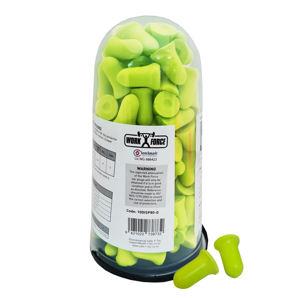 Earplug Dispenser, 80 Pair, Green Bell Shape