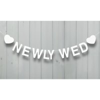 Newly Wed Wooden Garland White - 120 x 8cm